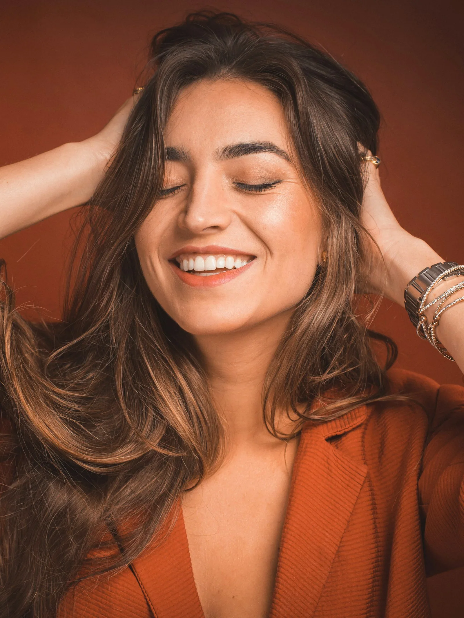 A client photographed after a colour appointment