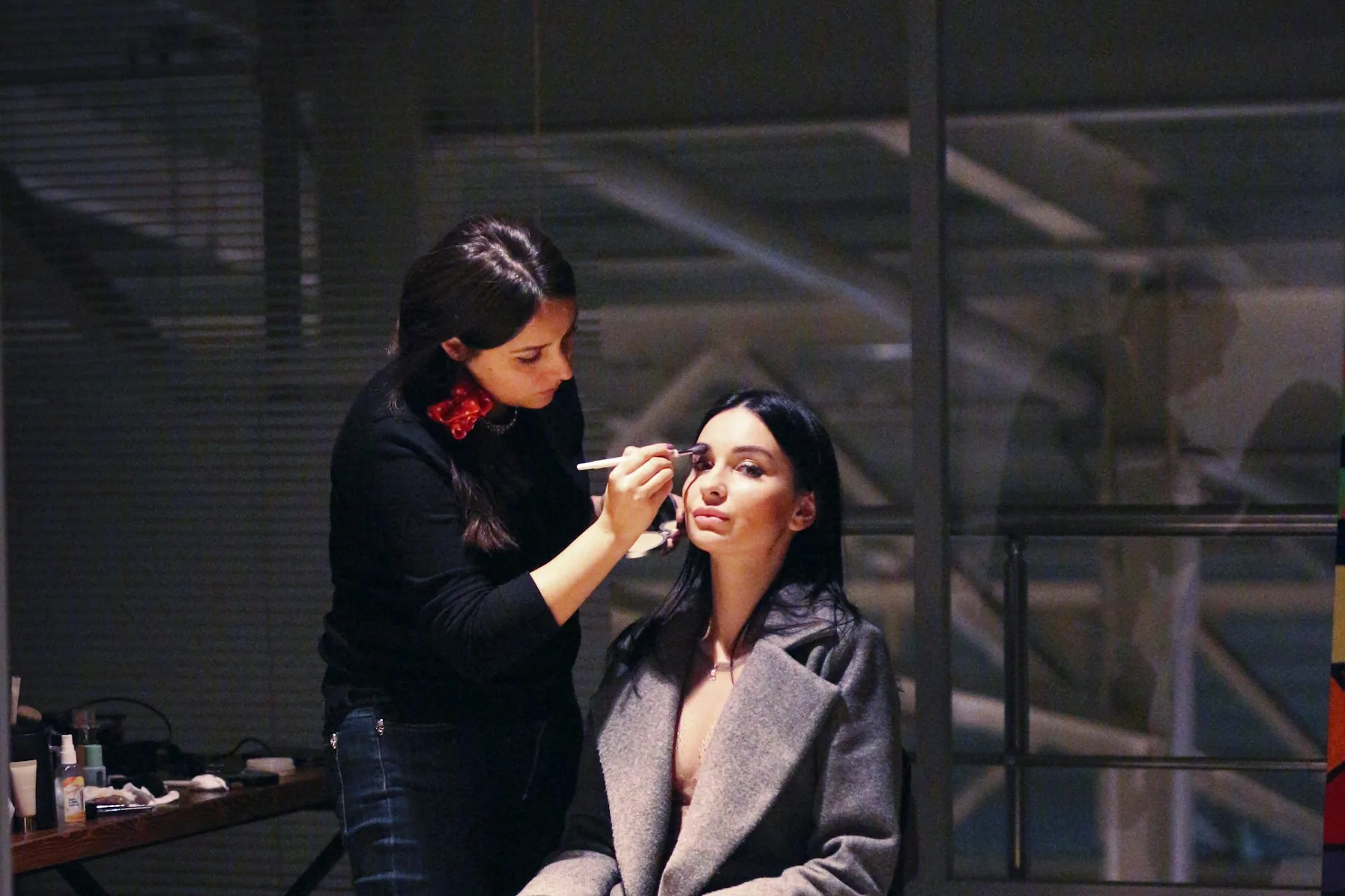 Party makeup being applied